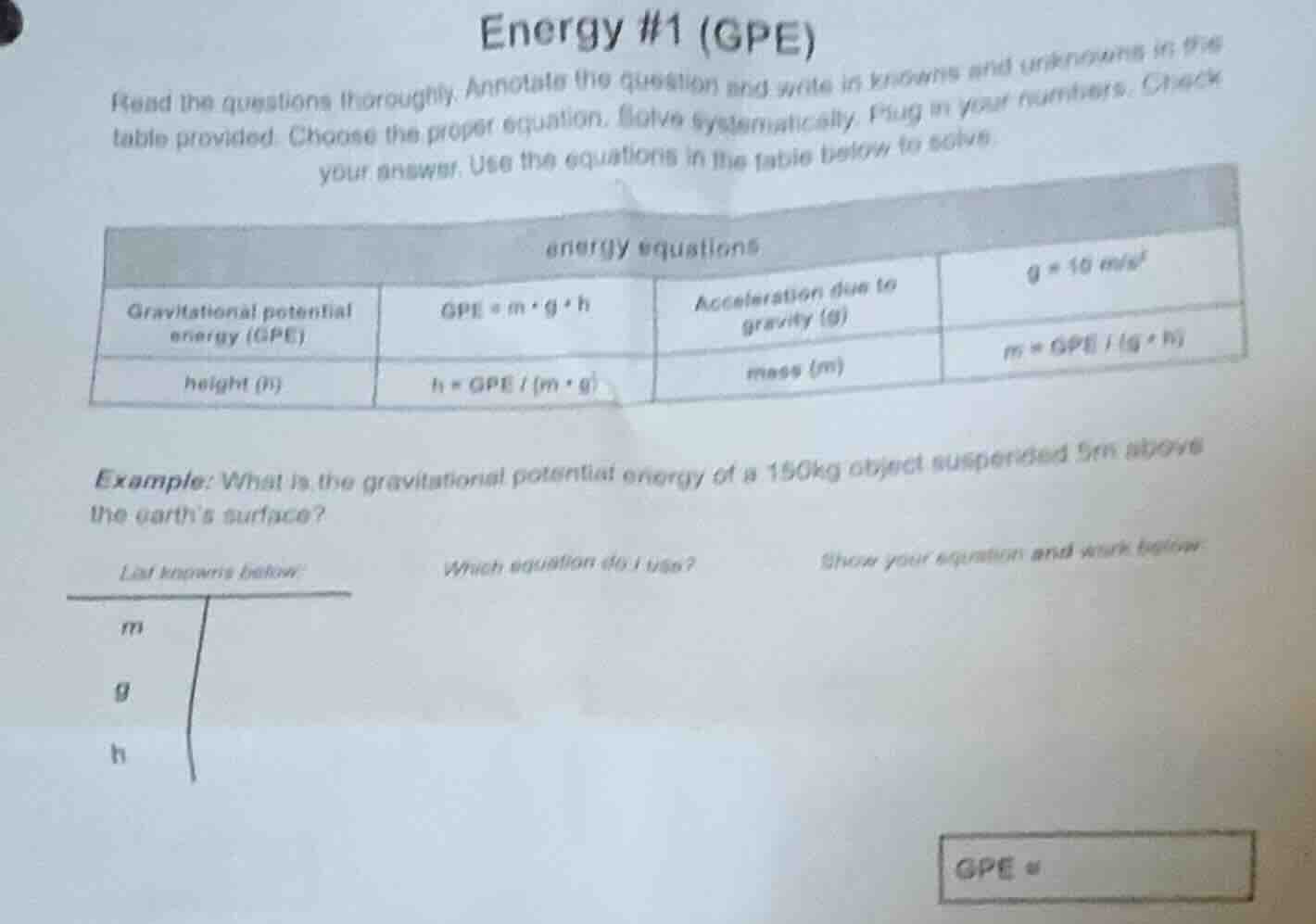 energy #1 (gpe) read the questions thoroughly. annotate the question an…