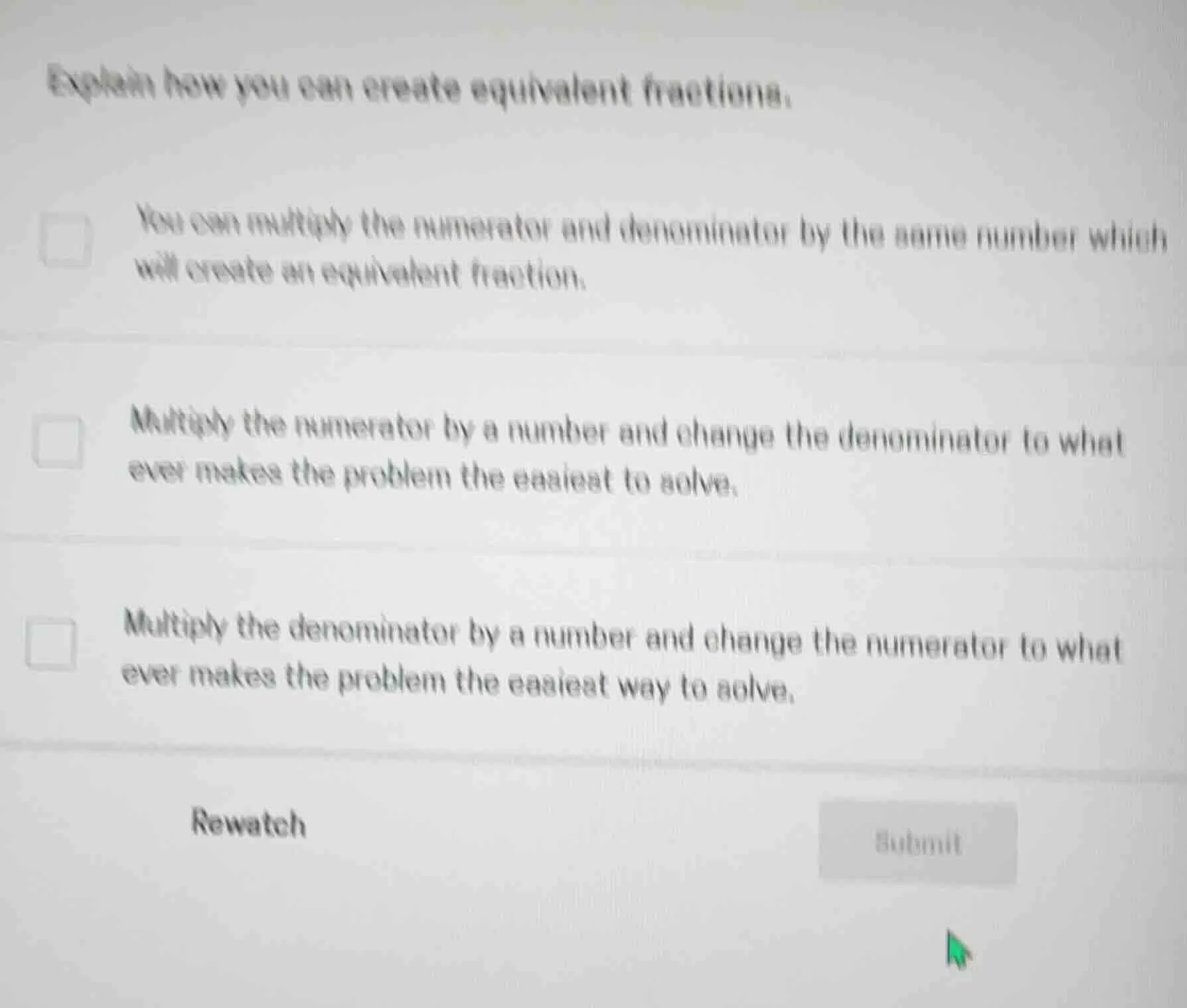 explain how you can create equivalent fractions. you can multiply the n…