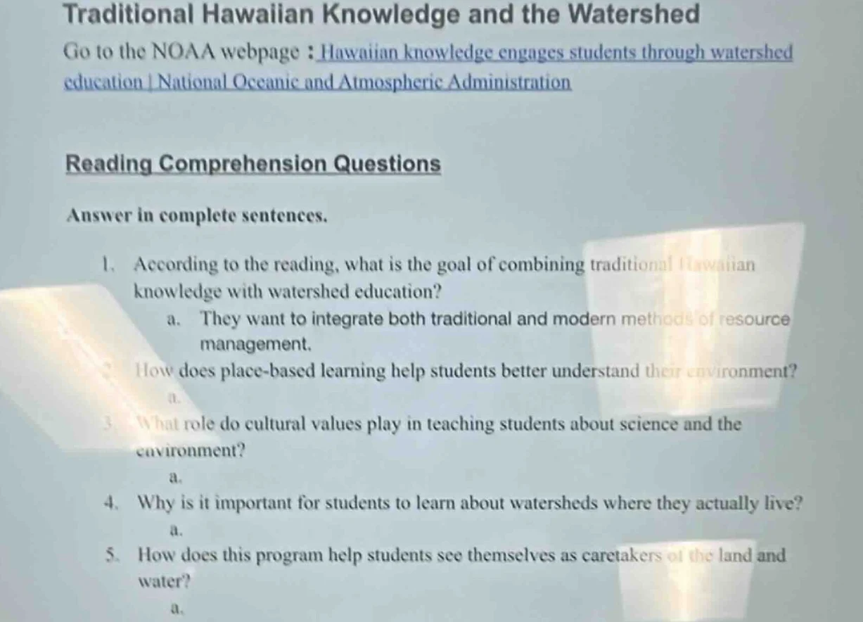 traditional hawaiian knowledge and the watershed go to the noaa webpage…