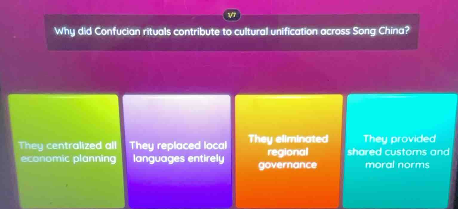 why did confucian rituals contribute to cultural unification across son…