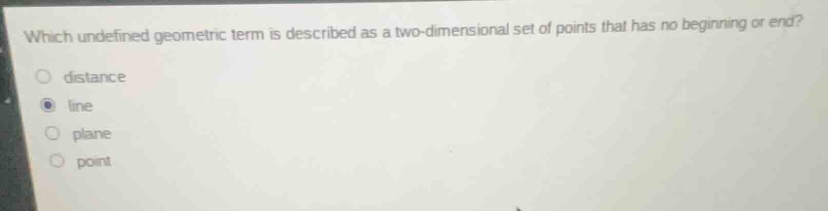 which undefined geometric term is described as a two - dimensional set …