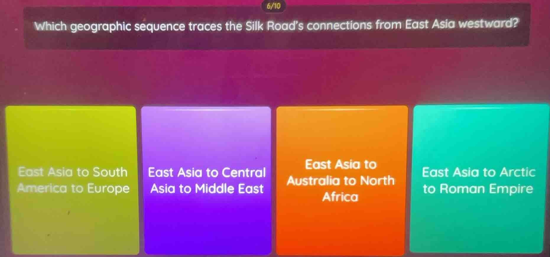 which geographic sequence traces the silk road’s connections from east …