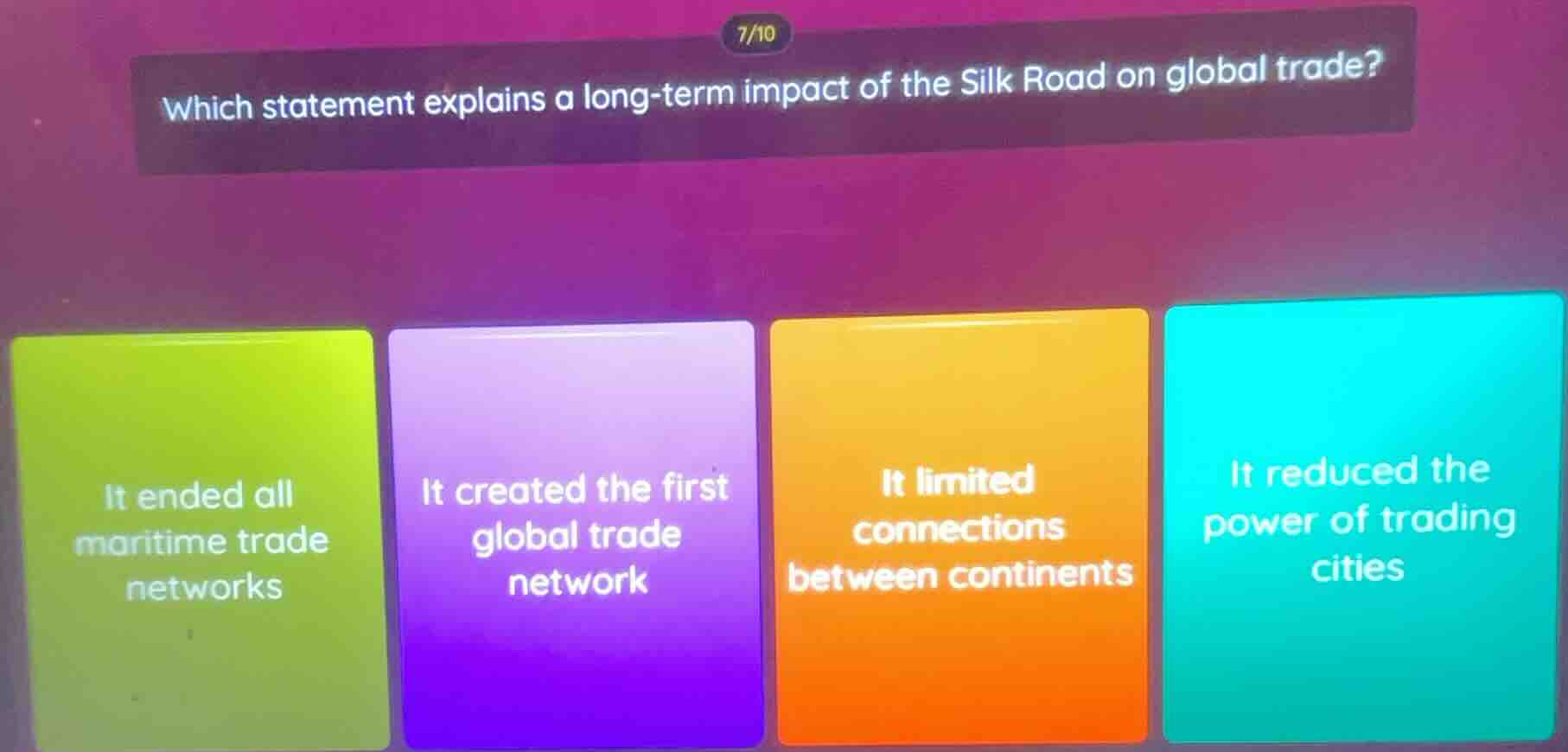 which statement explains a long - term impact of the silk road on globa…