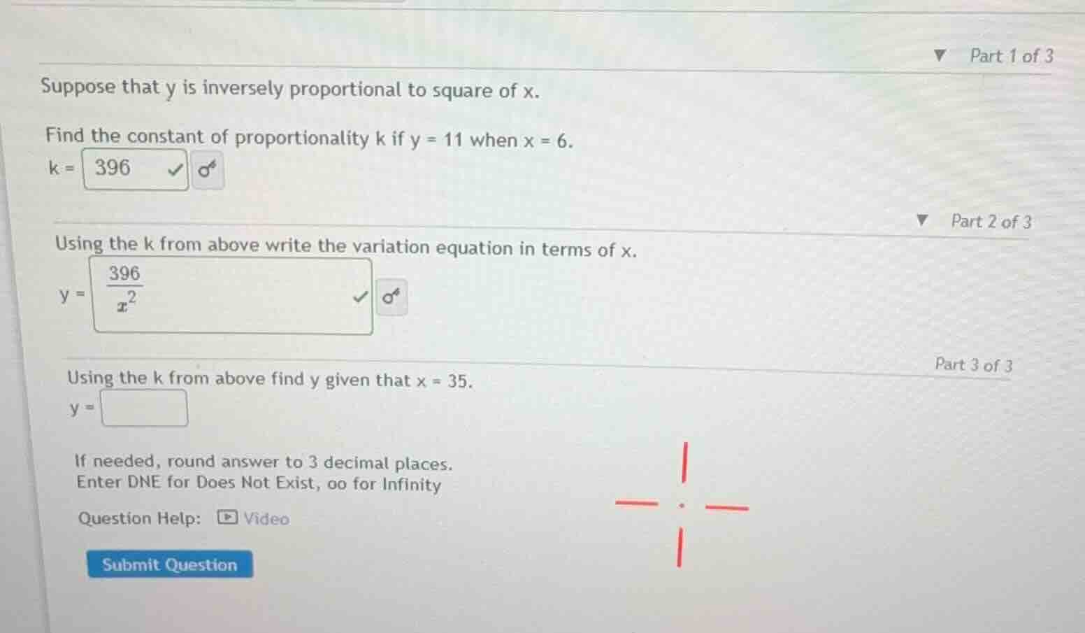 part 1 of 3 suppose that y is inversely proportional to square of x. fi…
