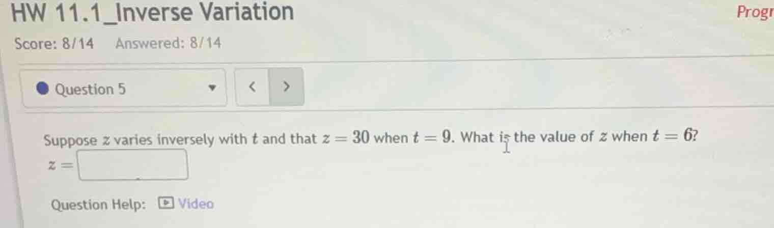 hw 11.1_inverse variation score: 8/14 answered: 8/14 question 5 suppose…
