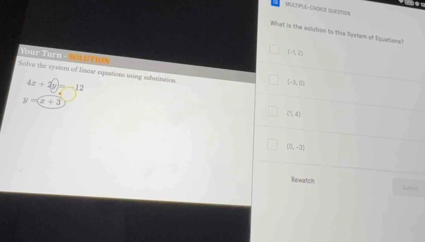 your turn - solution solve the system of linear equations using substit…