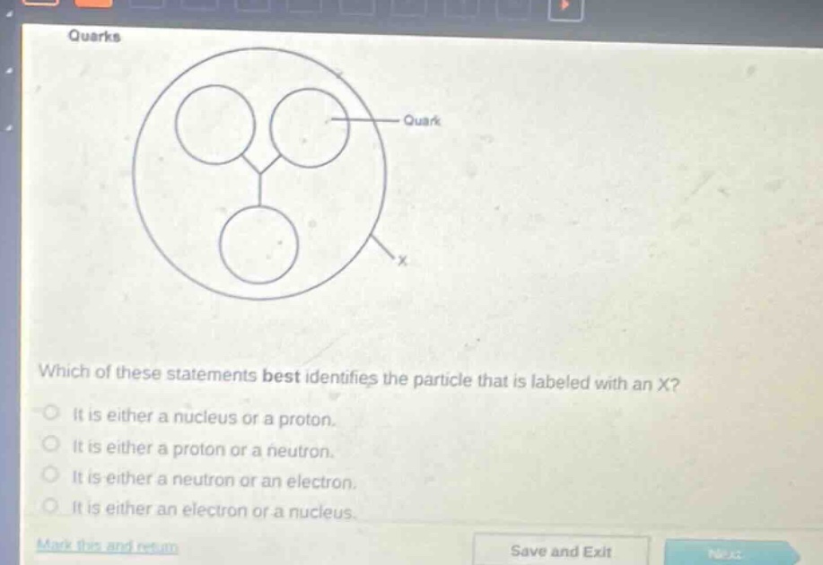 quarks which of these statements best identifies the particle that is l…