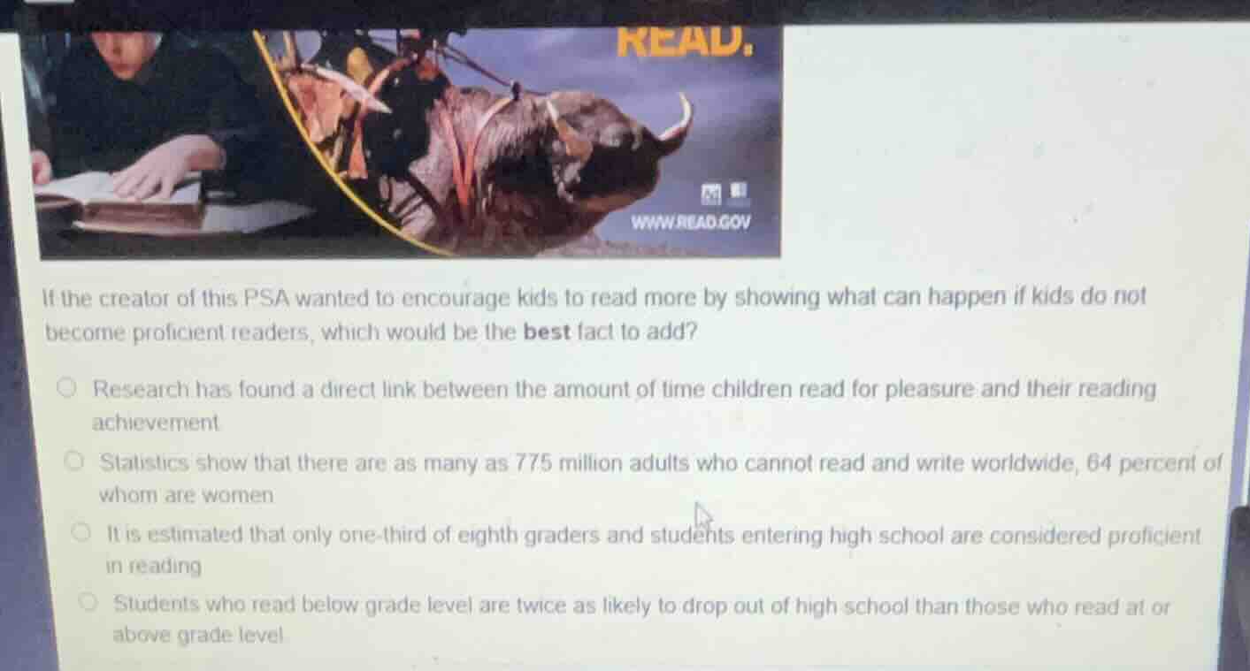 read. www.read.gov if the creator of this psa wanted to encourage kids …