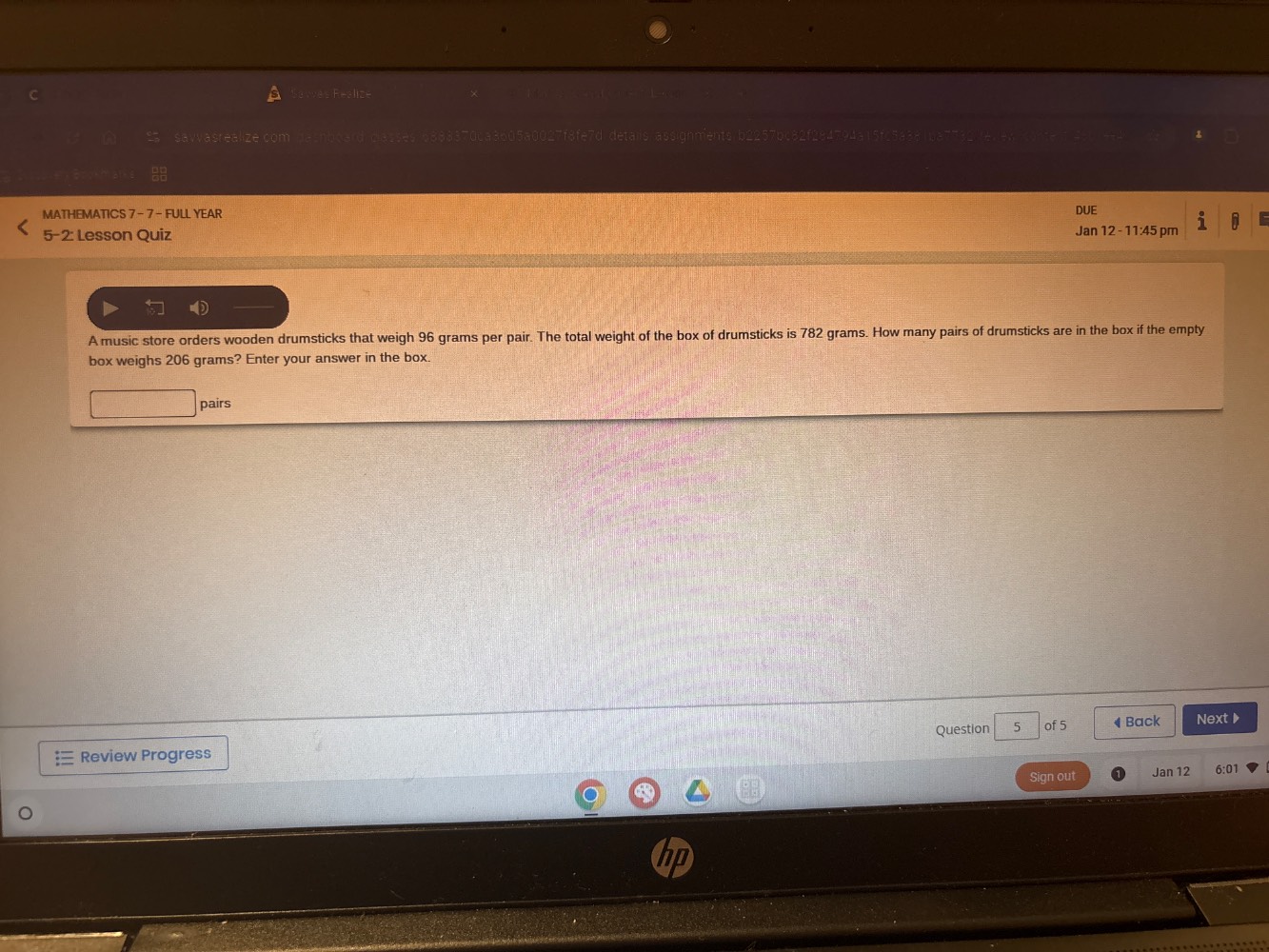 a music store orders wooden drumsticks that weigh 96 grams per pair. th…