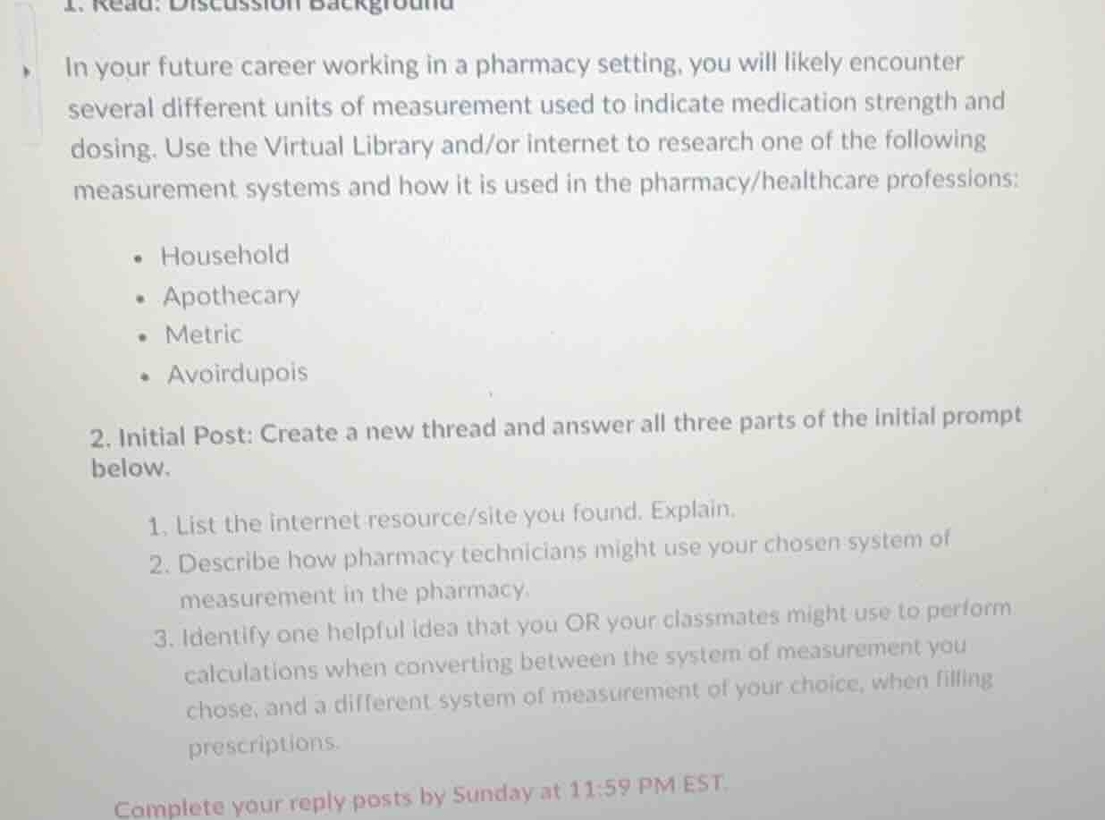 1. read: discussion background in your future career working in a pharm…