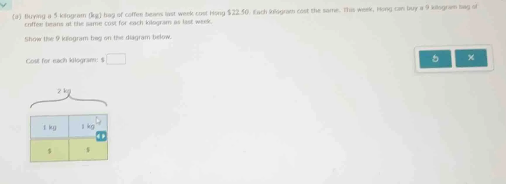 (a) buying a 5 kilogram (kg) bag of coffee beans last week cost hong $2…