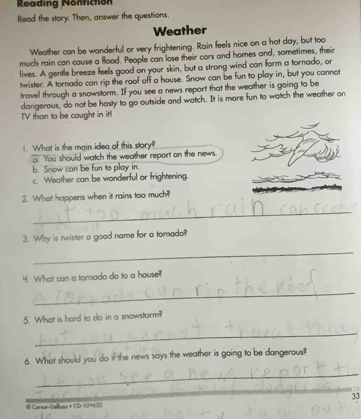 reading nonfiction read the story. then, answer the questions. weather …