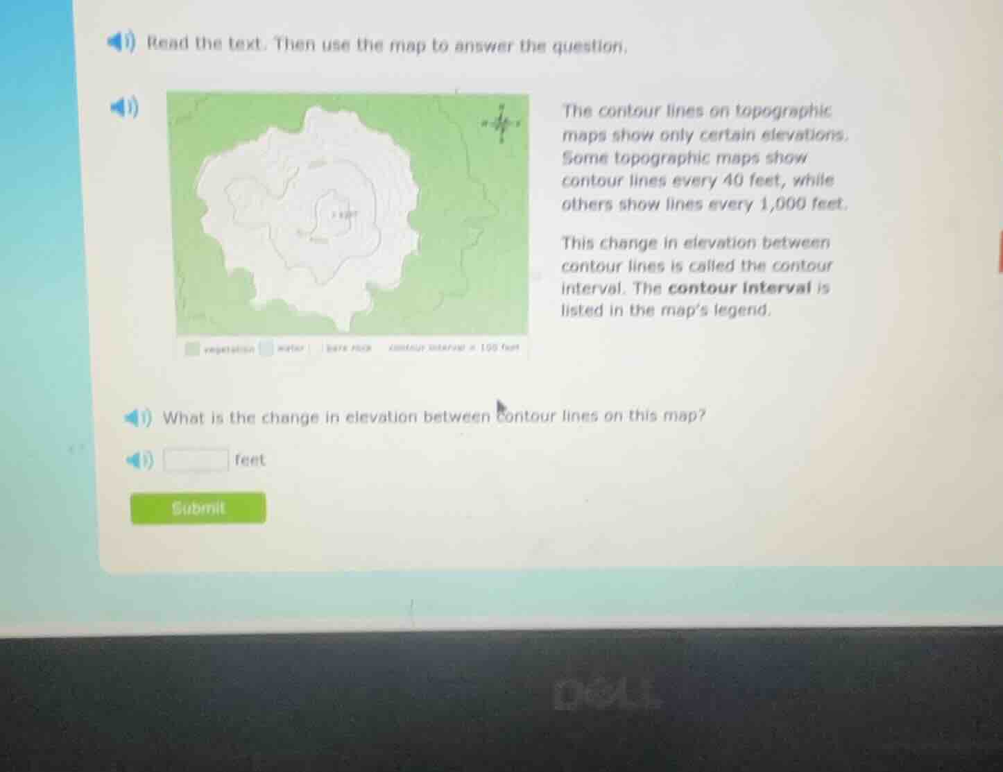 read the text. then use the map to answer the question. the contour lin…