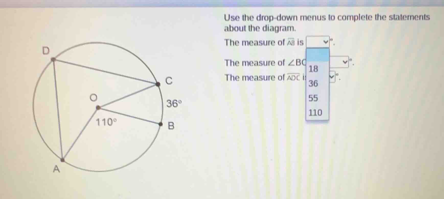 use the drop - down menus to complete the statements about the diagram.…