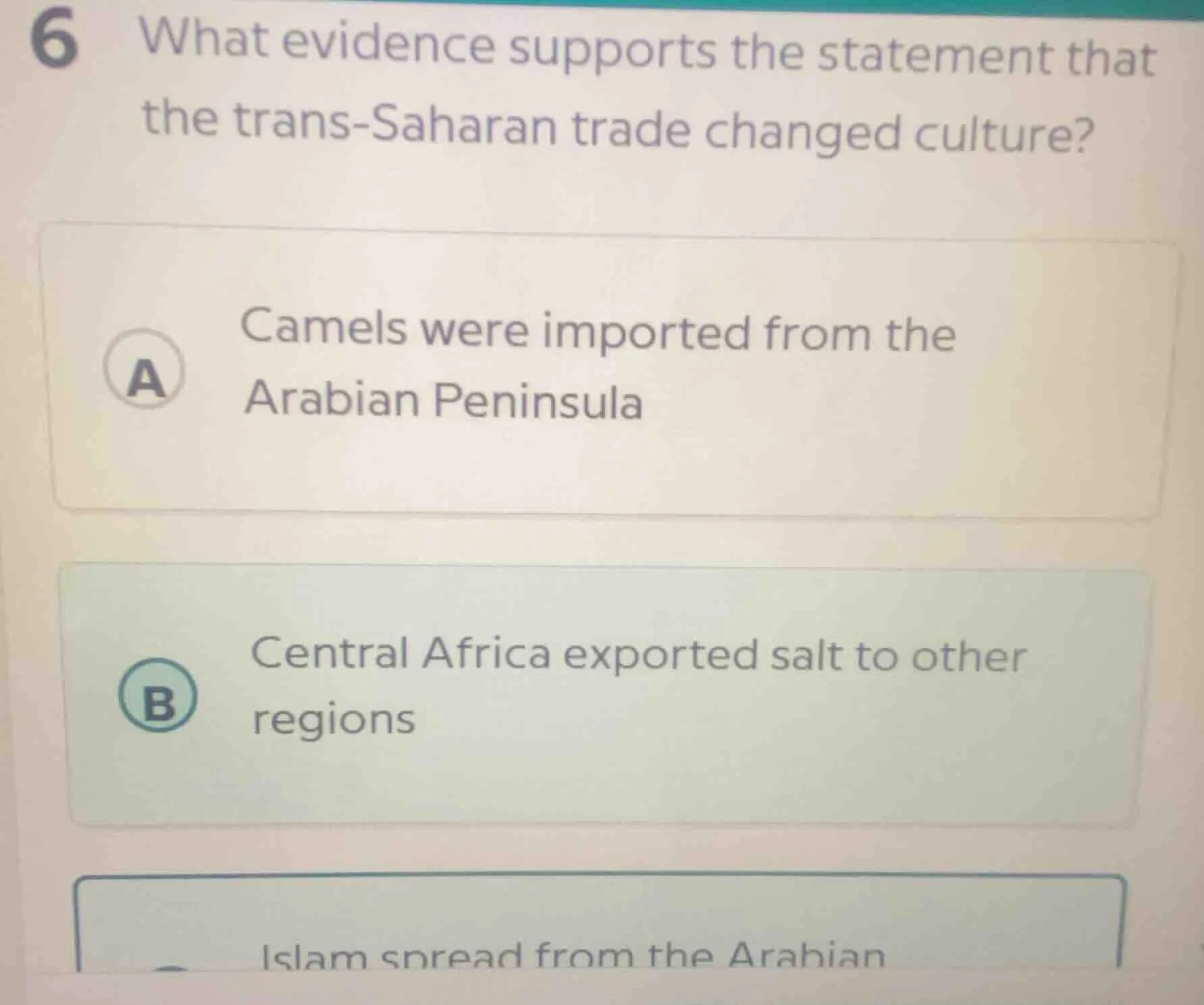 6 what evidence supports the statement that the trans - saharan trade c…