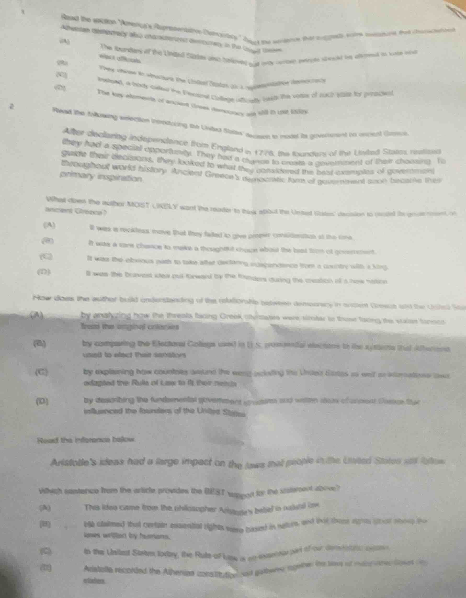 1 read the section america’s representative democracy... what the sente…