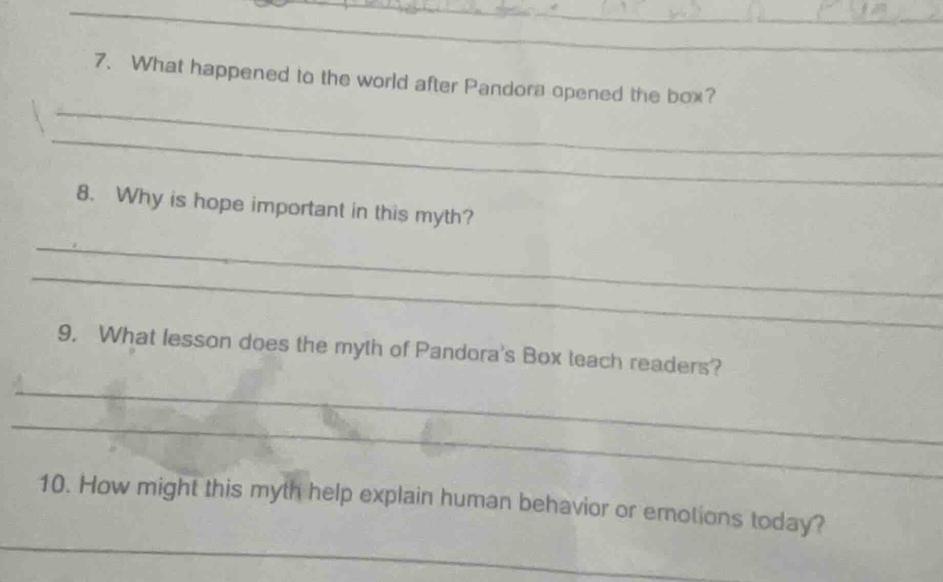 7. what happened to the world after pandora opened the box? 8. why is h…