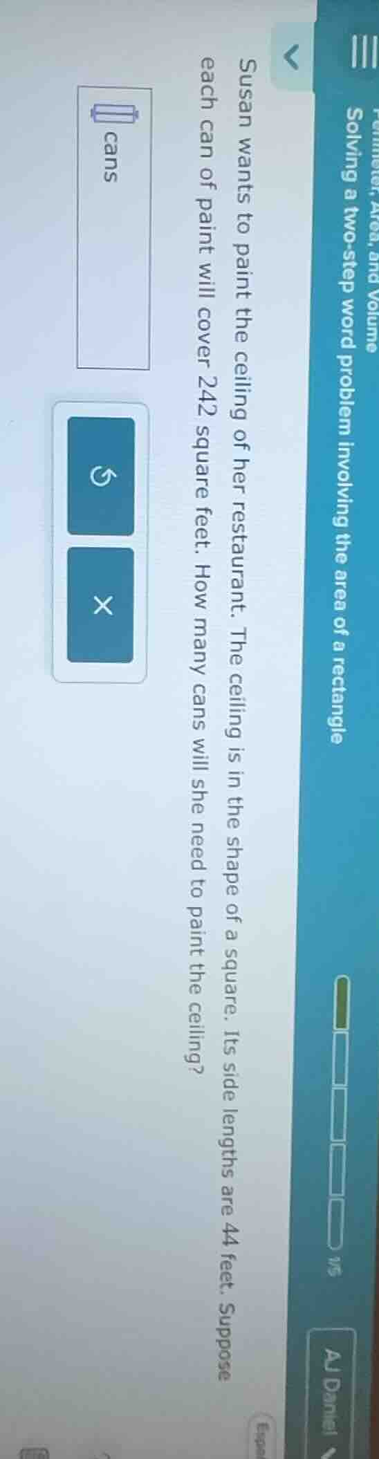 susan wants to paint the ceiling of her restaurant. the ceiling is in t…