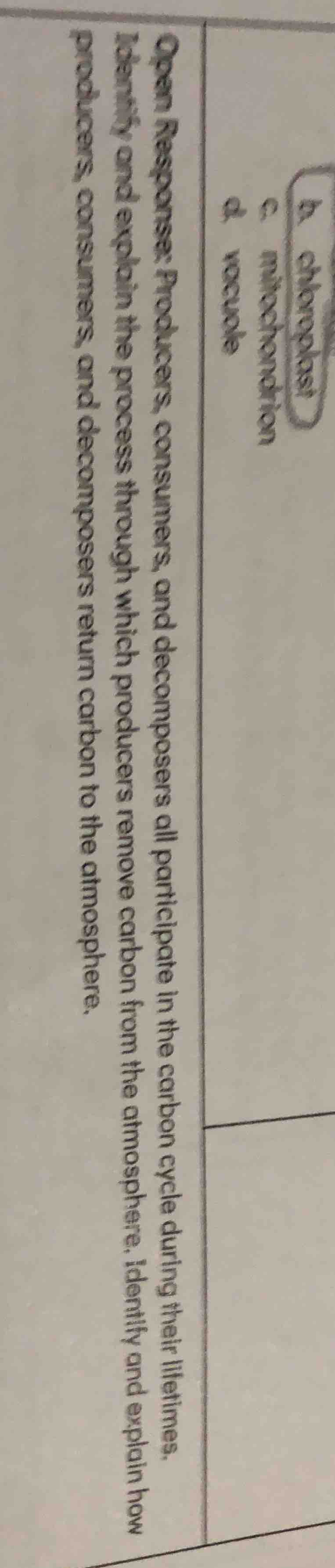 open response: producers, consumers, and decomposers all participate in…