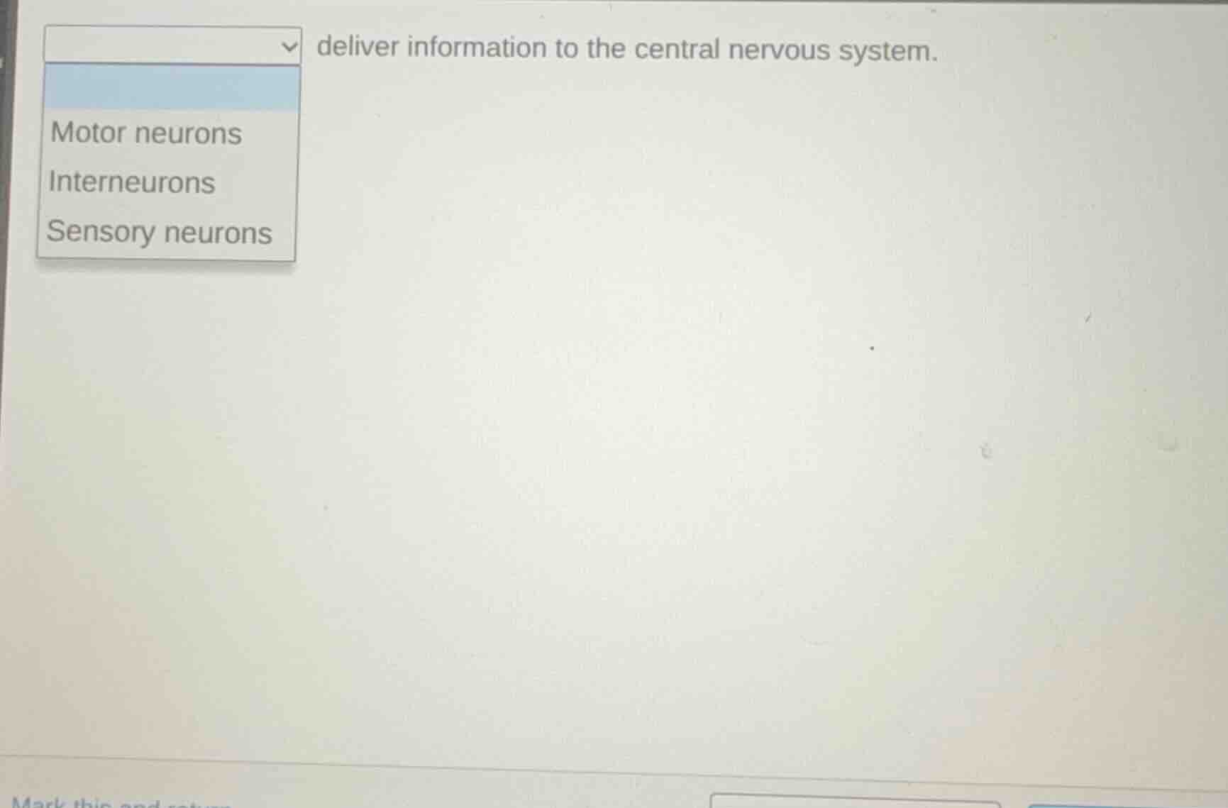 deliver information to the central nervous system. motor neurons intern…