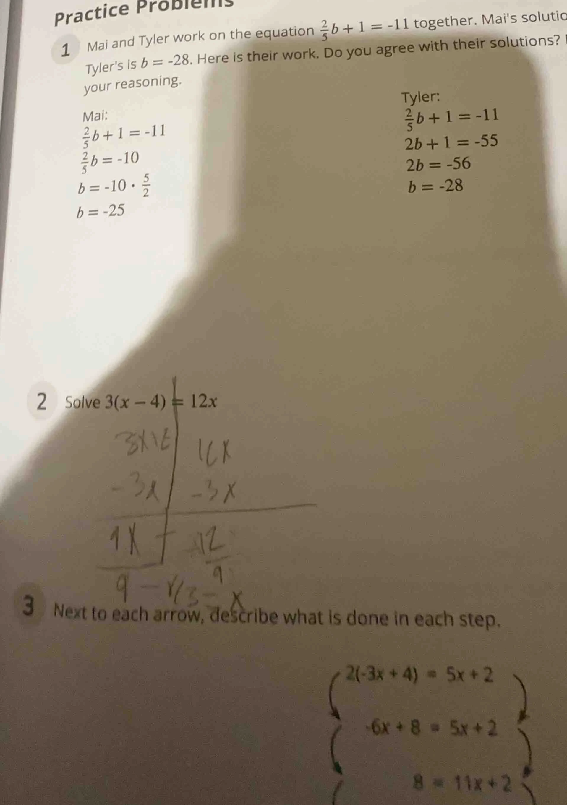 practice problems 1 mai and tyler work on the equation \\(\\frac{2}{5}b…