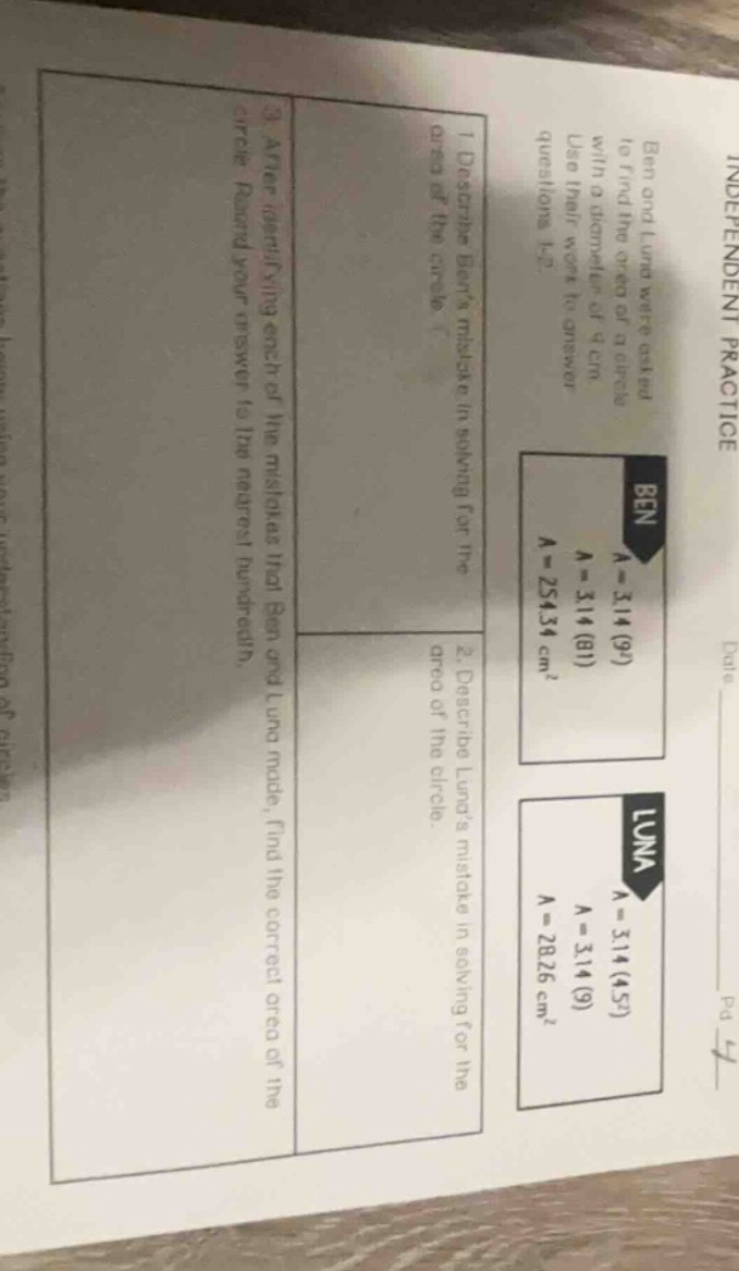 independent practice date ______ pa__ ben and luna were asked to find t…