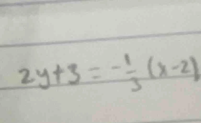 2y + 3 = -\\frac{1}{3}(x - 2)