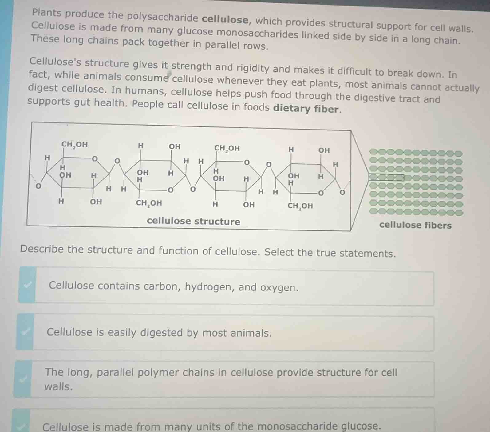 plants produce the polysaccharide cellulose, which provides structural …