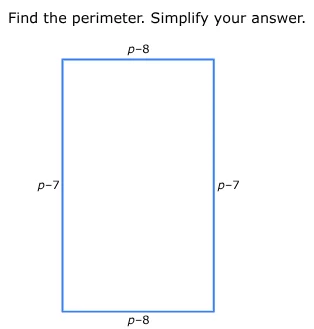 find the perimeter. simplify your answer. the figure is a rectangle wit…