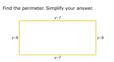 find the perimeter. simplify your answer. the figure is a rectangle wit…