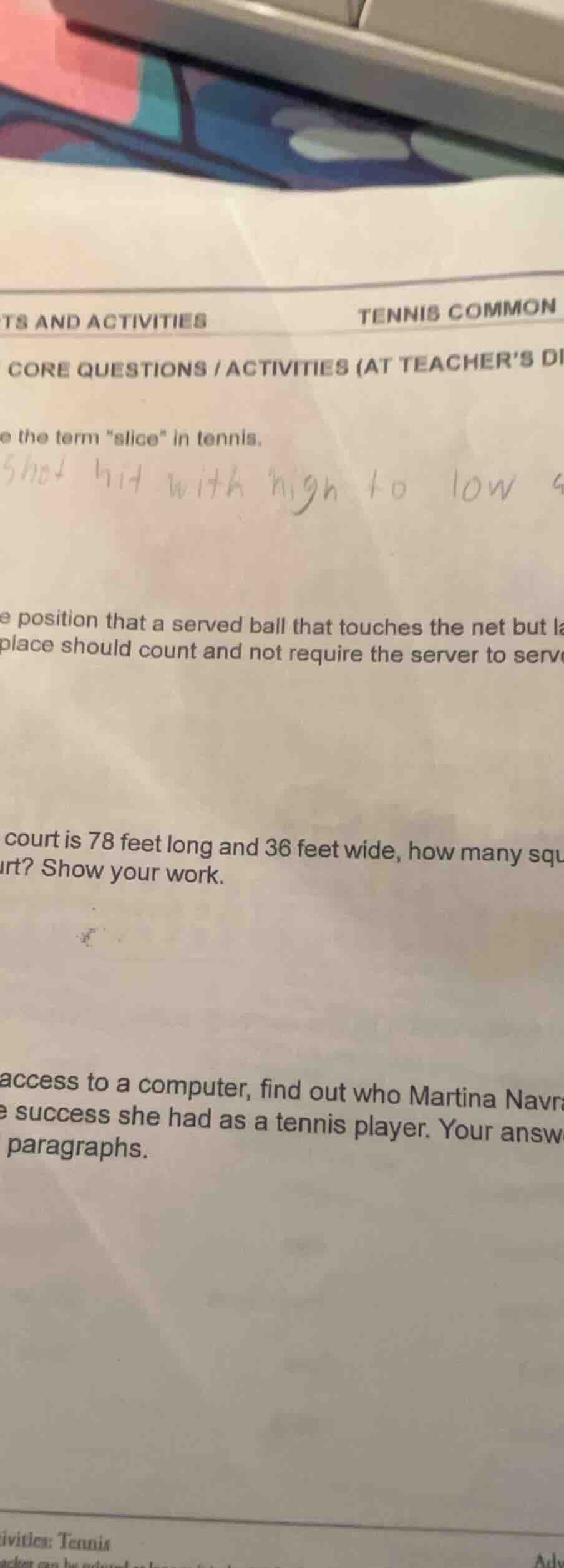 court is 78 feet long and 36 feet wide, how many squ art? show your wor…