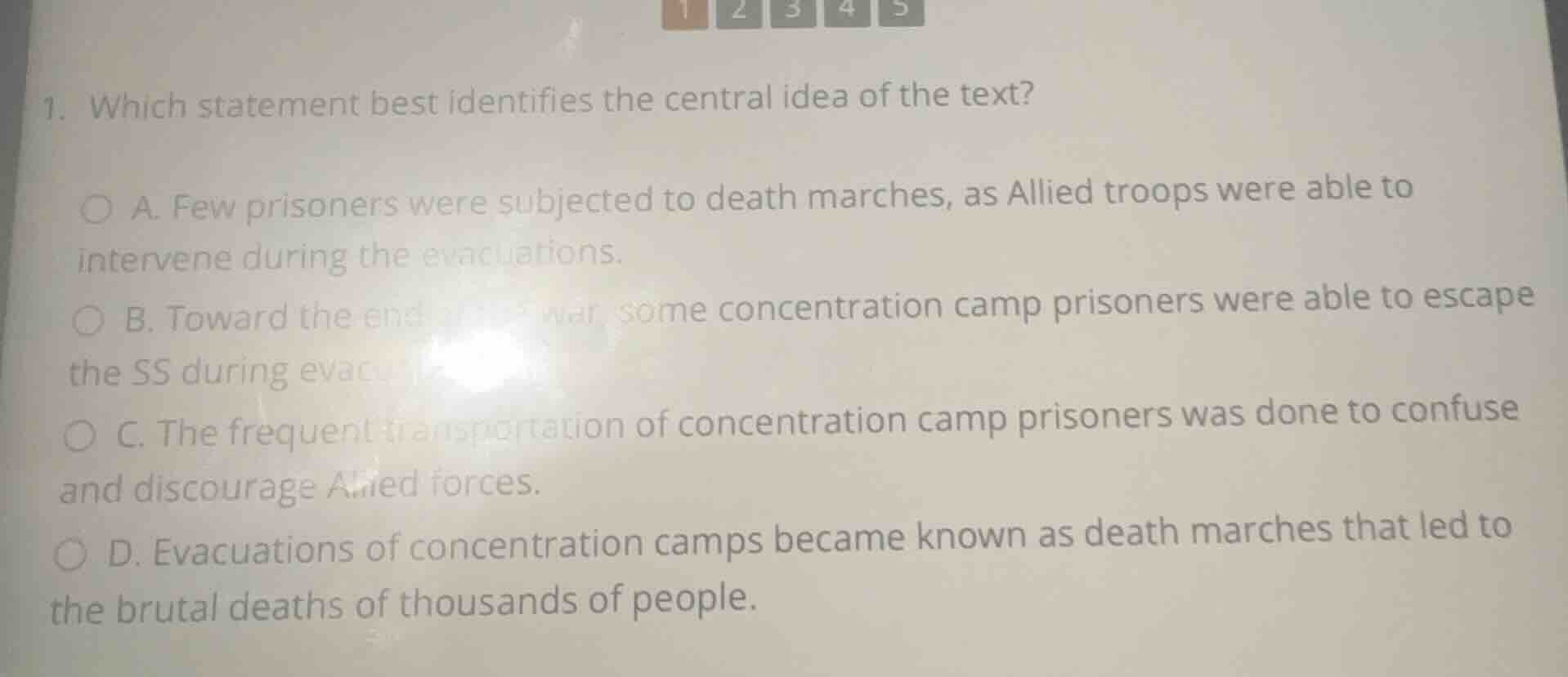 1. which statement best identifies the central idea of the text? a. few…