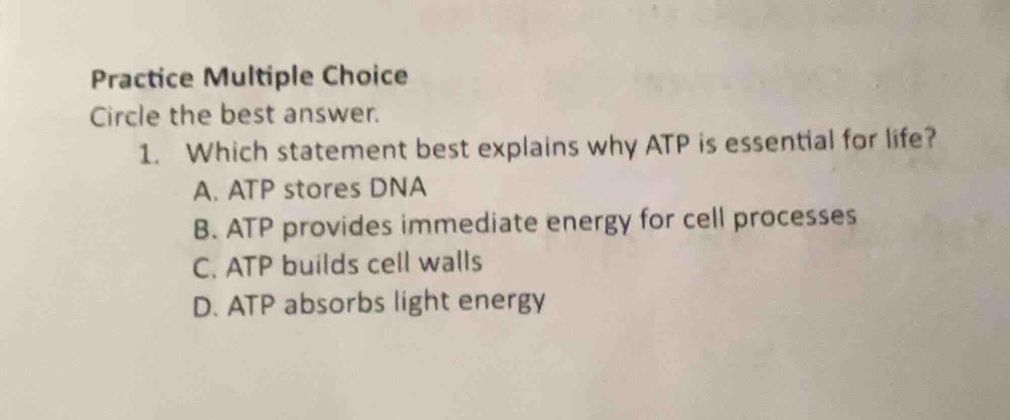 practice multiple choice circle the best answer. 1. which statement bes…