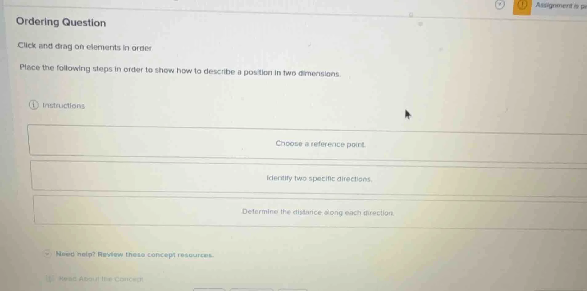 ordering question click and drag on elements in order place the followi…