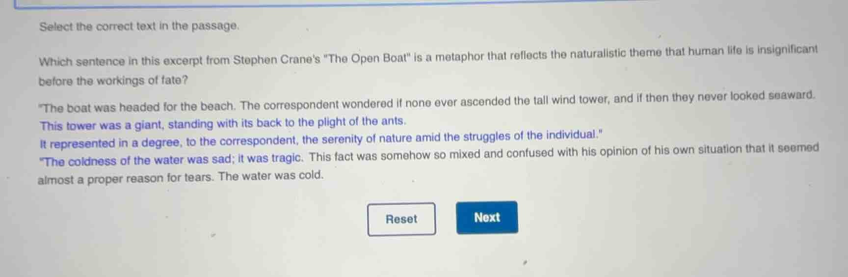 select the correct text in the passage. which sentence in this excerpt …