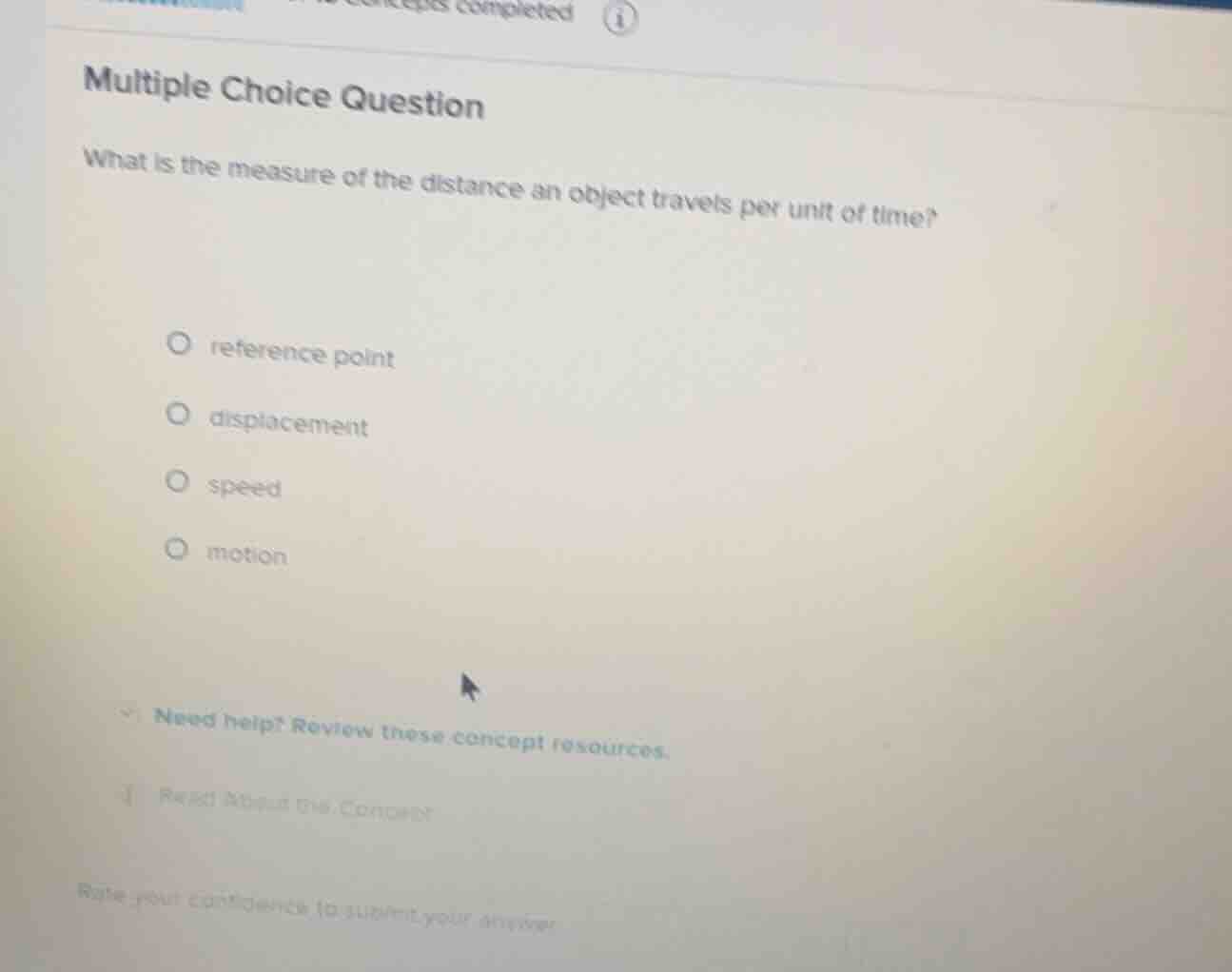 multiple choice question what is the measure of the distance an object …