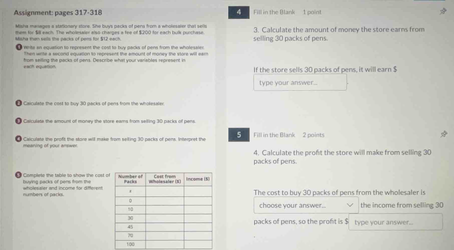 assignment: pages 317-318 misha manages a stationary store. she buys pa…