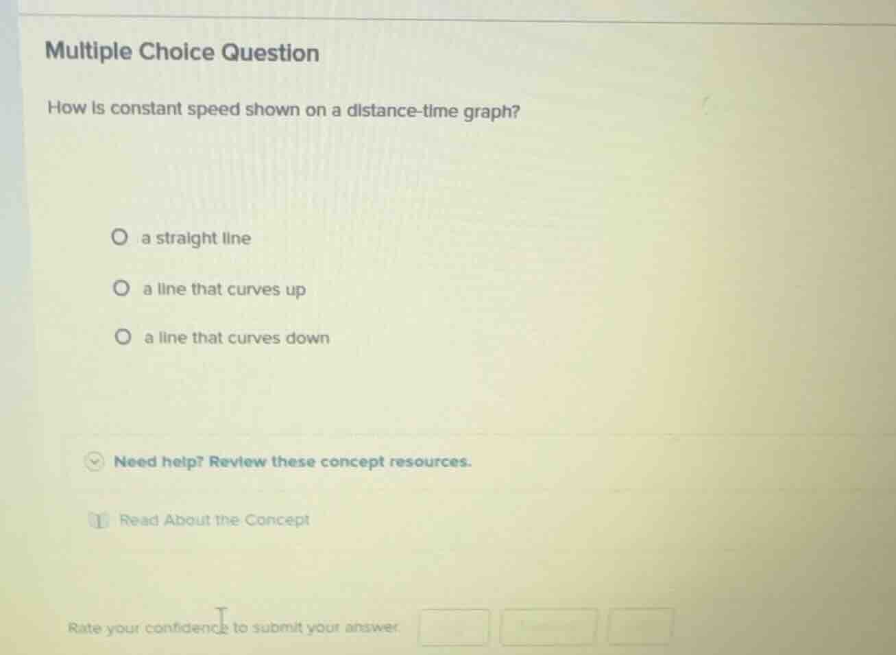 multiple choice question how is constant speed shown on a distance - ti…