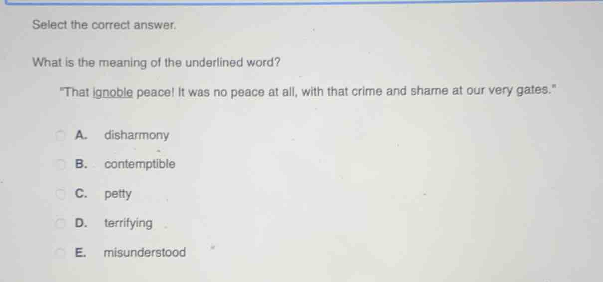 select the correct answer. what is the meaning of the underlined word? …