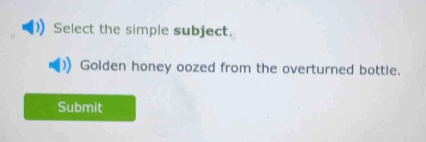 select the simple subject. golden honey oozed from the overturned bottl…