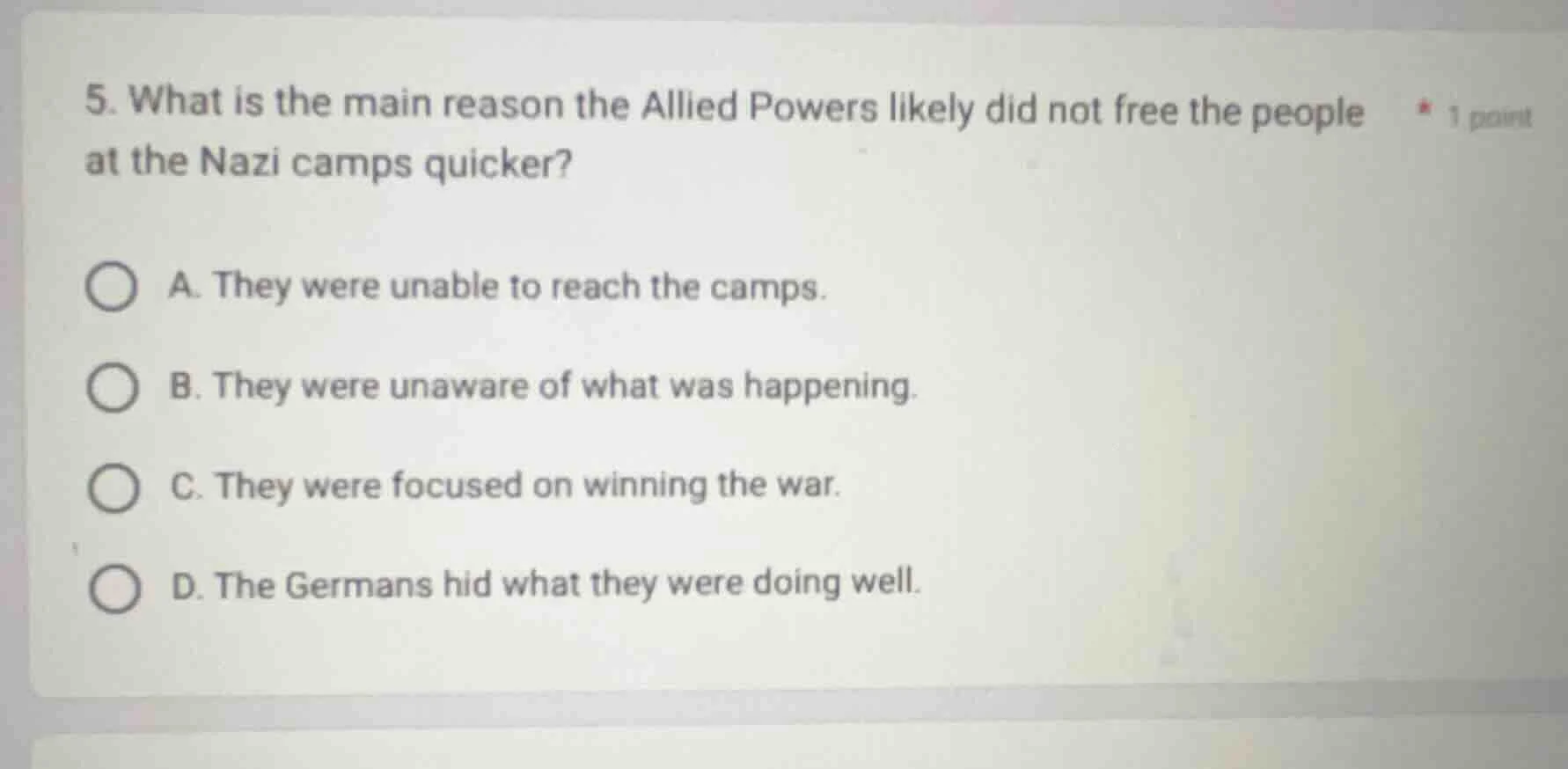 5. what is the main reason the allied powers likely did not free the pe…