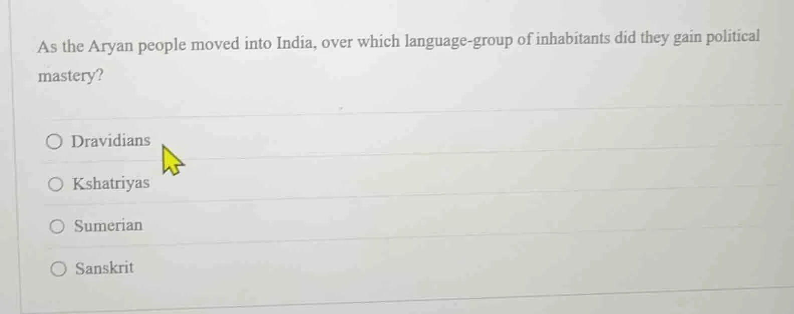 as the aryan people moved into india, over which language - group of in…