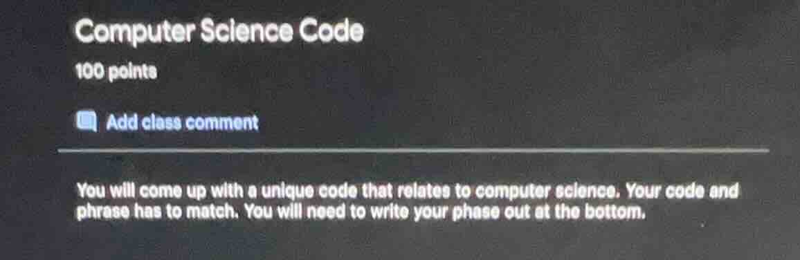 computer science code 100 points add class comment you will come up wit…
