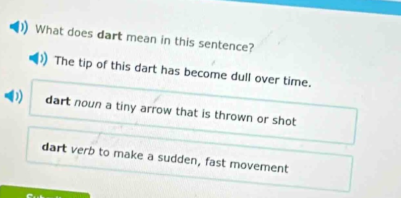 what does dart mean in this sentence? the tip of this dart has become d…