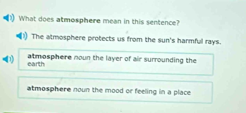 what does atmosphere mean in this sentence? the atmosphere protects us …