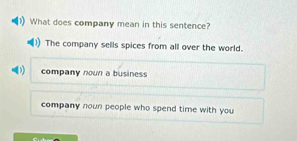 what does company mean in this sentence? the company sells spices from …