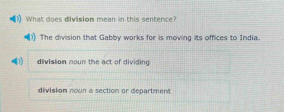 what does division mean in this sentence? the division that gabby works…