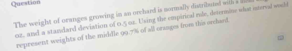 question the weight of oranges growing in an orchard is normally distri…
