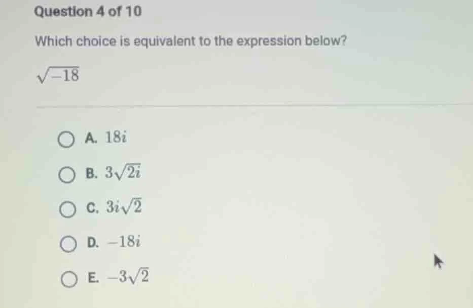 question 4 of 10 which choice is equivalent to the expression below? \\…
