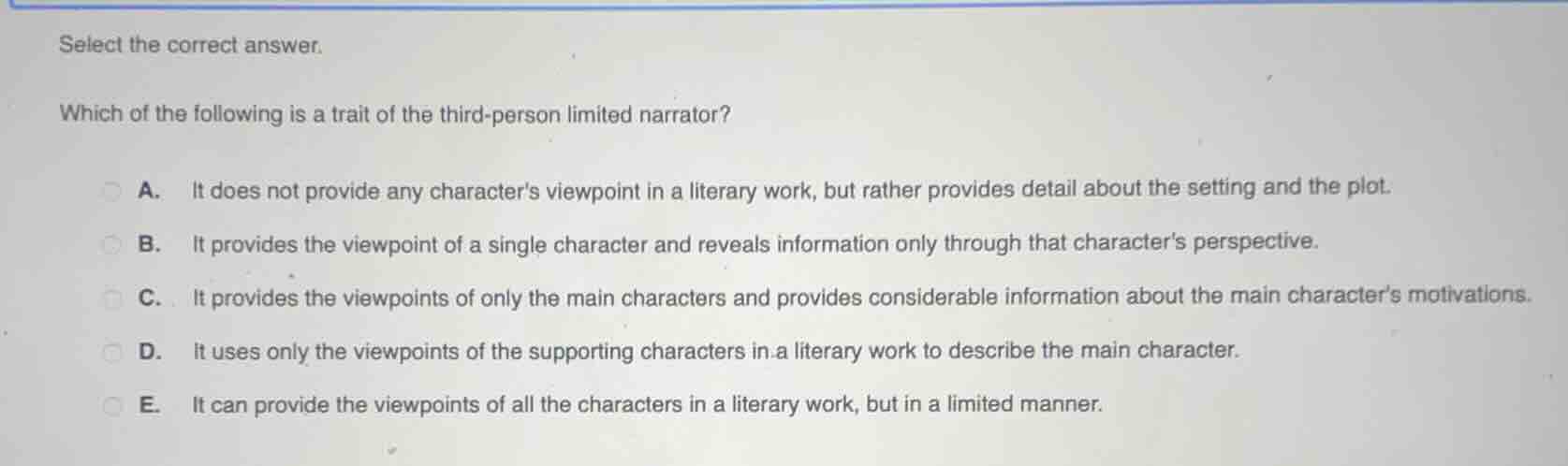select the correct answer. which of the following is a trait of the thi…